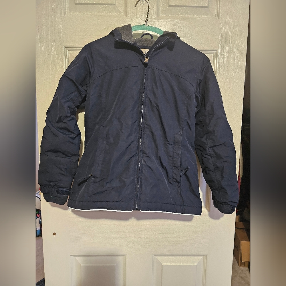 Land's End for Kids Navy Coat Jacket w/hood sz M